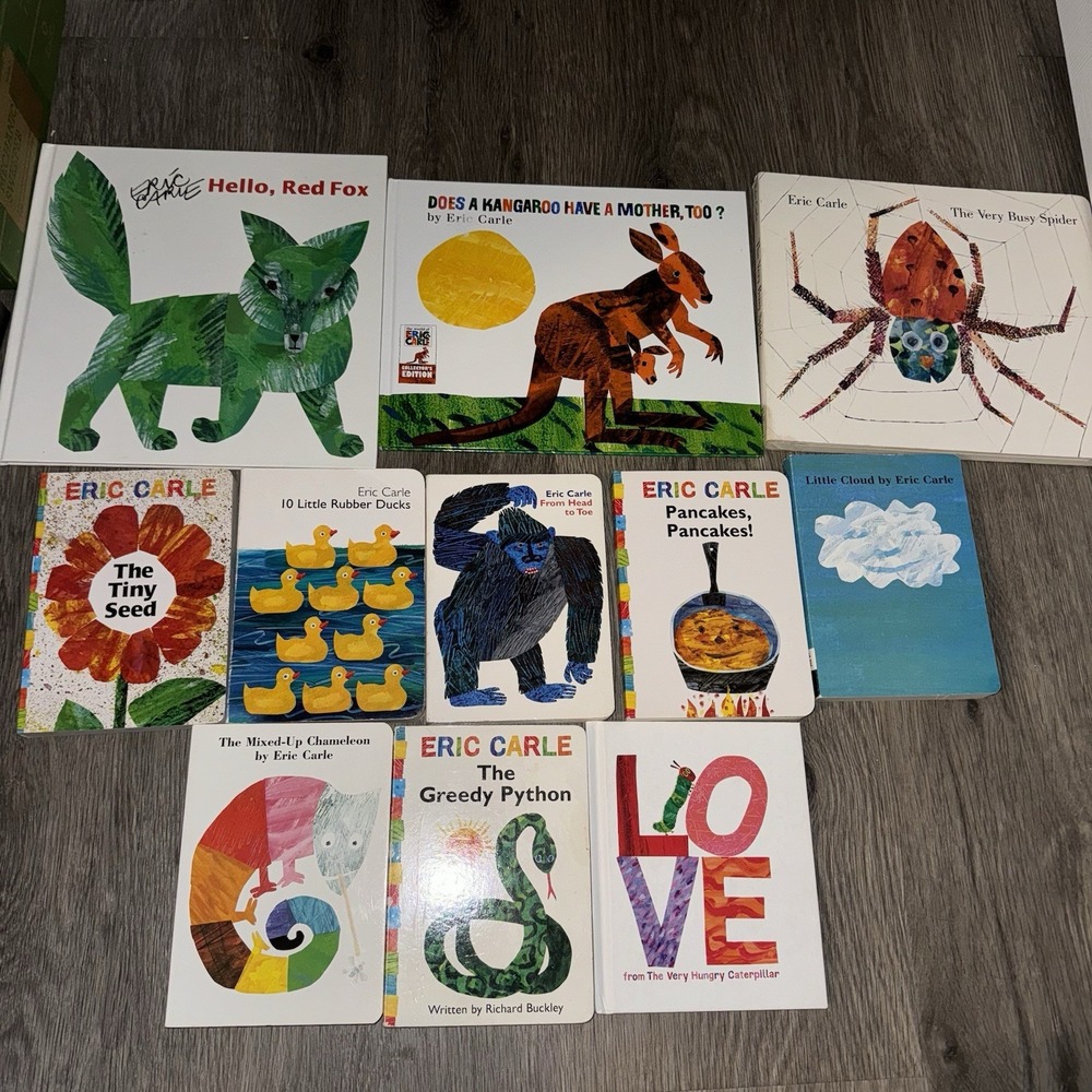 Eric Carle Hardcover Boardbook Lot Red Fox Busy Spider Python Chameleon Seed
